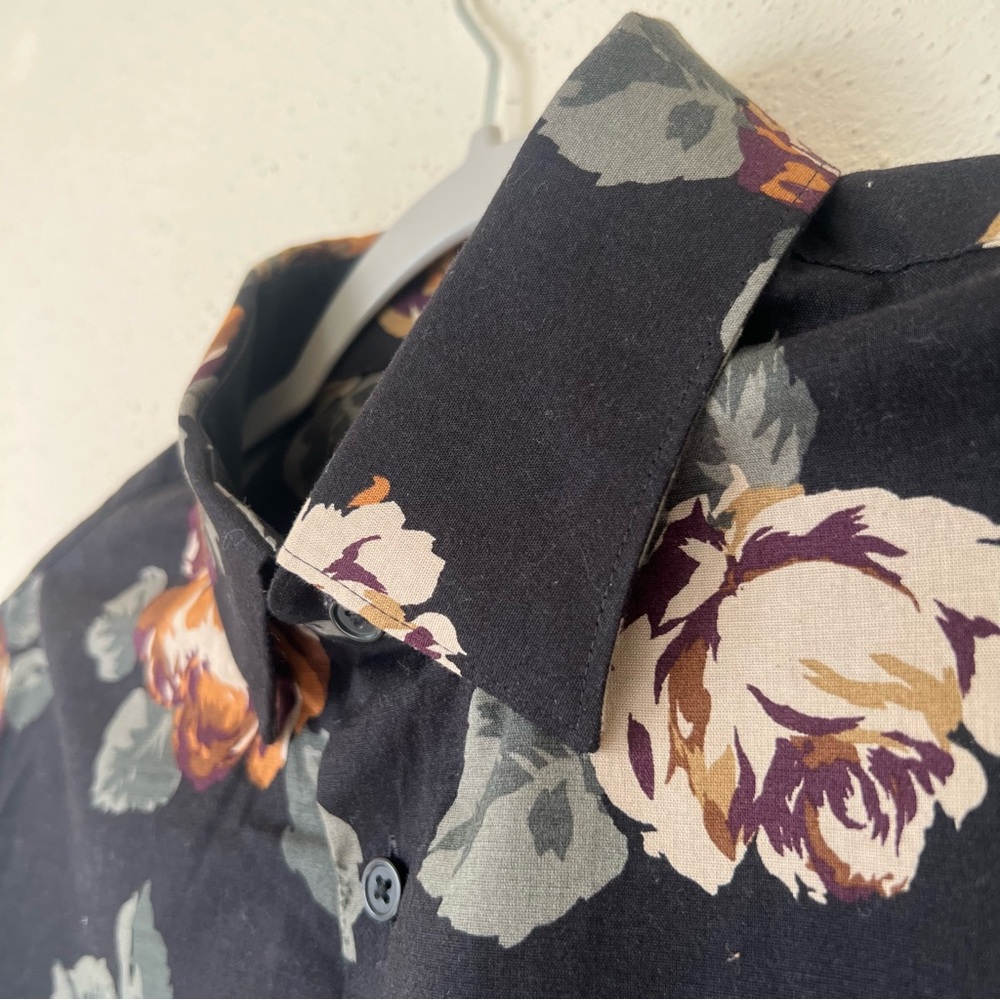 Express Black Floral Button Down Shirt